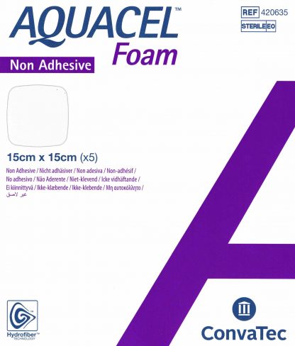 Aquacel Foam nicht-haftend 15x15cm 5 Stück PZN 08999807