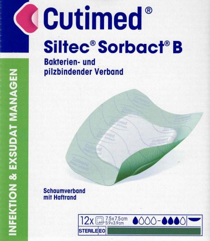 Cutimed Siltec Sorbact B 7,5x7,5cm 12 Stück PZN 07342672