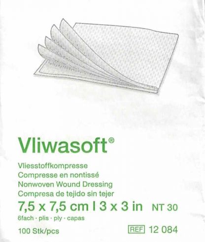 Vliwasoft 7,5x7,5cm Vliesstoffkompresse 6-fach 100 Stück PZN 08900921