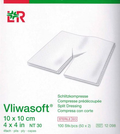 Vliwasoft Schlitzkompresse steril 10x10cm 100 Stück PZN 06868774