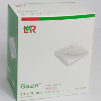 Gazin Mullkompresse steril 10x10cm 8-fach 17-fädrig 25x2 Stück PZN 03449025