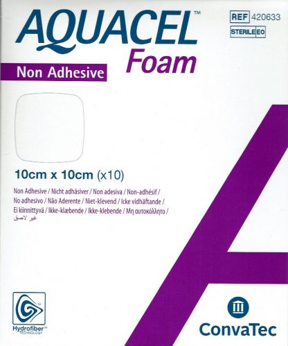 Aquacel Foam nicht-haftend 10x10cm 10 Stück PZN 08999799