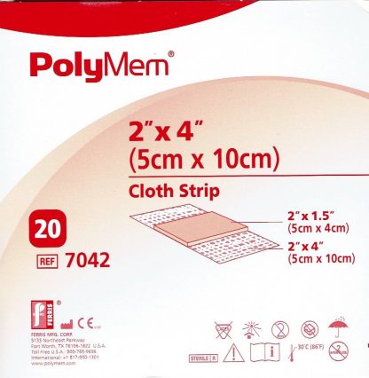 PolyMem Wund-Pad selbstkl. Fixier-Vlies 10x5cm 20 Stück PZN 00239445