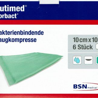 Cutimed Sorbact Saugkomp.antimikrobielle Wundauflagesteril 10x10cm 6 Stück PZN 07343298