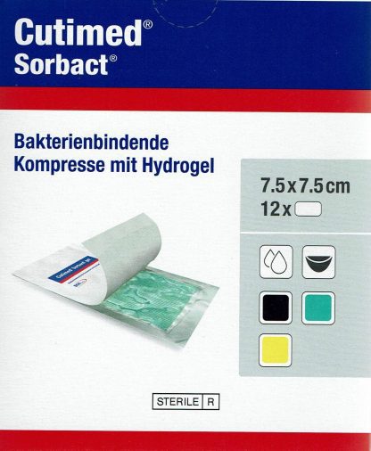 Cutimed Sorbact Gel steril 7,5×7,5cm 12 Stück antimikrobielle Kompresse mit Hydrogel PZN 07353434