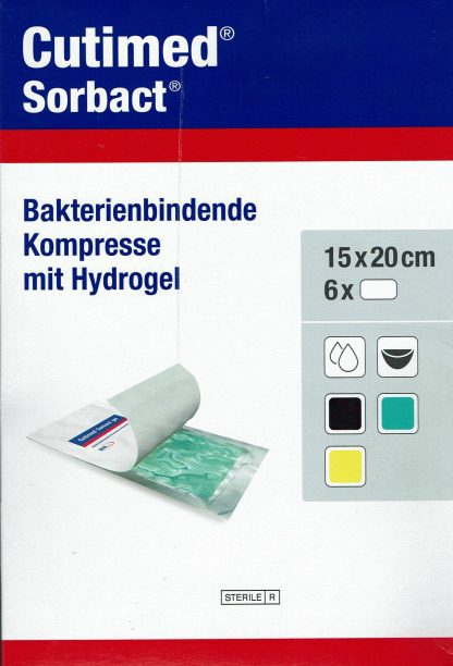 Cutimed Sorbact Gel steril 15x20cm 6 Stück antimikrobielle Kompresse mit Hydrogel PZN 15637884