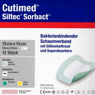 Cutimed Siltec Sorbact 15x15cm 12 Stück PZN 07343140