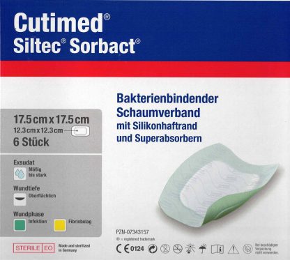 Cutimed Siltec Sorbact 17,5×17,5cm 6 Stück PZN 07343157