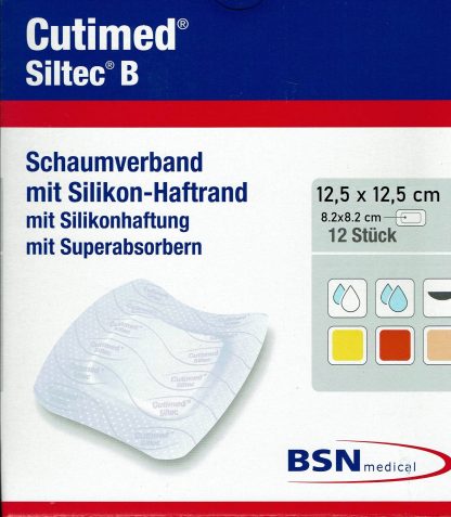 Cutimed Siltec B 12,5×12,5 cm 12 Stück PZN 7340791