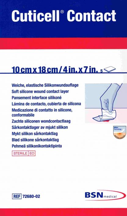 Cuticell Contact, Silikonwundauflage 10x18cm 5 Stück PZN 08515146