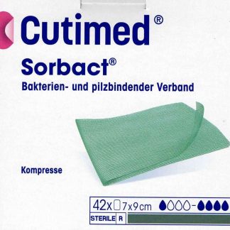 Cutimed Sorbact, Kompresse, antimikrobielle Wundauflage, steril 7x9cm 42 Stück PZN 07348657