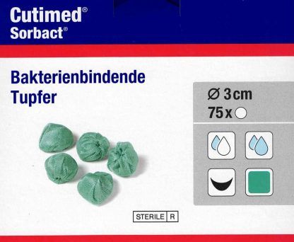 Cutimed Sorbact Tupfer antimikrobielle Wundauflage steril walnussgroß 75 Stück PZN 07351814