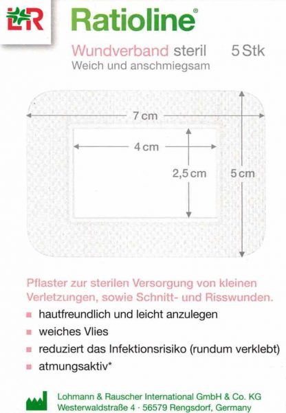 Ratioline Wundverband steril 5x7cm 5 Stück PZN 13582972