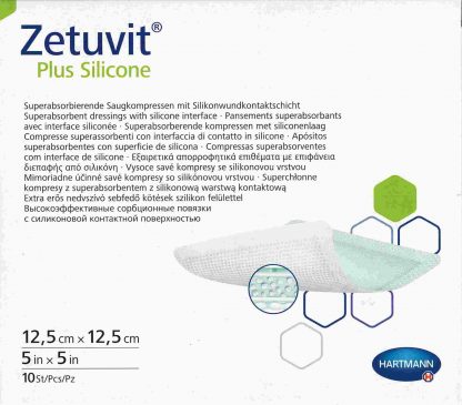 ZETUVIT Plus Silicone steril 12,5x12,5cm 10 Stück PZN 13231853