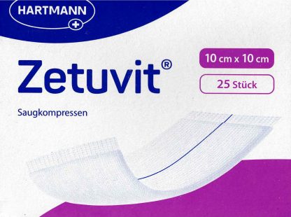 Zetuvit Saugkompressen steril 10x10cm 25 Stück PZN 02724334