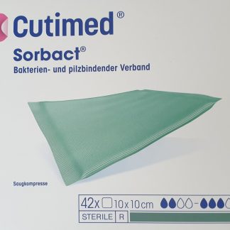 Cutimed Sorbact Saugkompresse antimikrobielle Wundauflage 10x10cm 42 Stück PZN 07346948