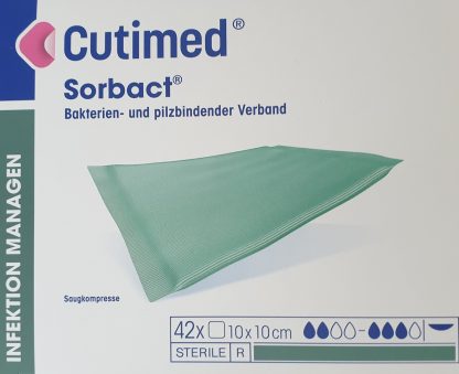 Cutimed Sorbact Saugkompresse antimikrobielle Wundauflage 10x10cm 42 Stück PZN 07346948