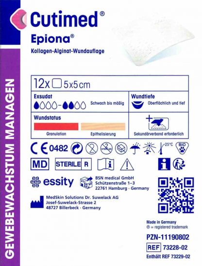 Cutimed Epiona Kollagen 5x5 cm 12 Stück PZN 11190802