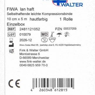 FIWA lan haft Kompressionsbinde 10cm x 5m 1 Rolle PZN 00537059