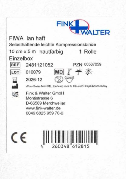 FIWA lan haft Kompressionsbinde 10cm x 5m 1 Rolle PZN 00537059