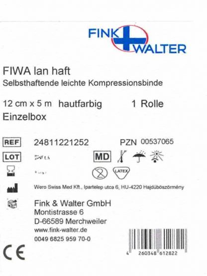 FIWA lan haft Kompressionsbinde 12cm x 5m 1 Rolle PZN 00537065