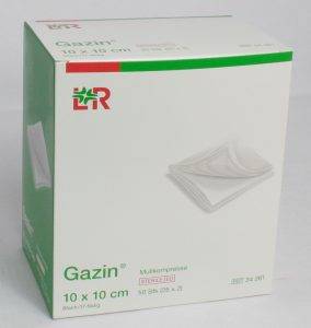 Gazin Mullkompresse steril 10x10cm 8-fach 17-fädig 50 (25×2) Stück PZN 03449025