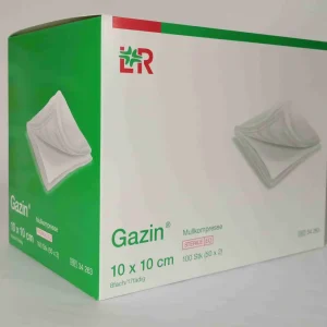 Gazin Mullkompresse steril 10x10cm 8-fach 17-fädig 100 (50x2) Stück PZN 03449060