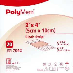 PolyMem Wund-Pad selbstklebend Fixier-Vlies 10x5cm 20 Stück PZN 00239445