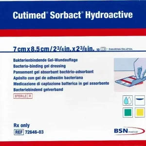 Cutimed Sorbact Hydroactive 7x8,5cm (5x6,5cm) 10 Stück PZN 06148063
