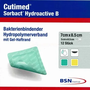 Cutimed Sorbact Hydroactive Border 7x8,5cm (5x6,5cm) 12 Stück PZN 07352452