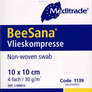 BeeSana Vlieskompresse steril 4-fach 10x10cm 50 (25x2) St&uuml;ck PZN 03036903