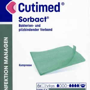 Cutimed Sorbact antimikrobielle Kompresse 7x9cm 6 Stück PZN 07348640