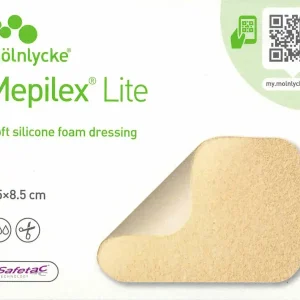 Mepilex Lite 7,5x8,5cm 5 Stück PZN 03642443 Verpackung